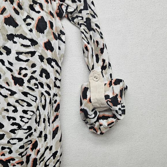 Foxcroft Shirt Womens 6 White Black Animal Print Wrinkle Free Shaped Fit Cotton - Picture 6 of 9